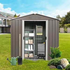 CAVINAS Outdoor Storage Shed Weatherproof Garden Shed with Sliding Door and Apex Roof - 1 of 4
