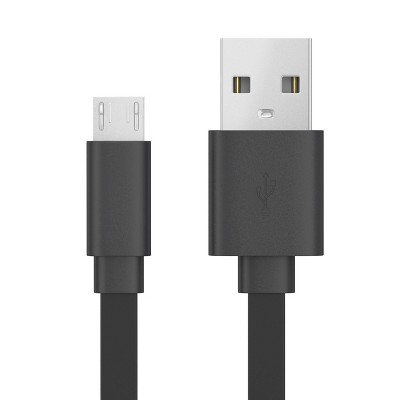 Just Wireless 6' Flat TPU Micro USB to USB-A Cable - Black