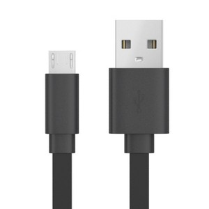 Just Wireless 6' Flat TPU Micro USB to USB-A Cable - Black - 1 of 4