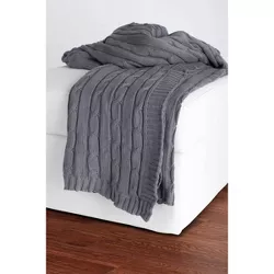 50"x60" Cable Knit Throw Blanket Light Gray - Rizzy Home