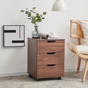 FONTOI File Cabinets, 3 Drawer Vertical Rolling Wood with Casters for Home Office, Neat Under Desk Organizer, Brown, 15.74"*15.74"*22.16" - 1 of 4