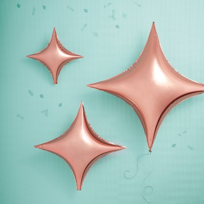 3ct Rose Gold Quadrangle Star Shaped Foil Balloons - Spritz&#8482;