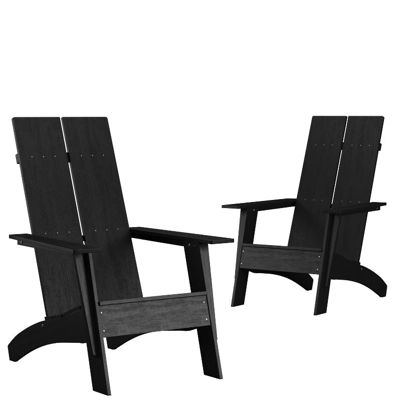 Merrick Lane Set of 2 Modern All-Weather Poly Resin Wood Adirondack Chairs, 1 of 18