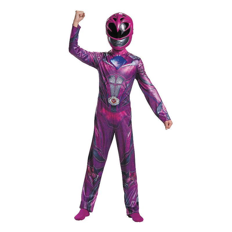 Disguise Girls' Classic The Power Rangers Movie Pink Power Ranger Jumpsuit Costume, 1 of 3
