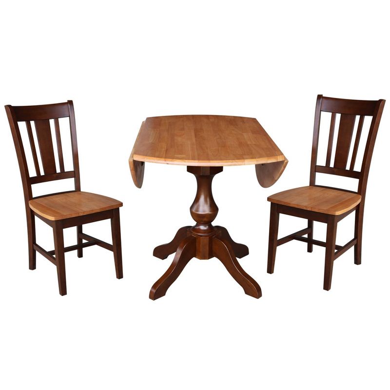 30.3&#34; Round Top Pedestal Extendable Dining Table with 2 Chairs Cinnamon/Espresso - International Concepts, 4 of 8