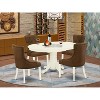 HomeStock 5-Piece Oval Linen White Finish Solid Wood Top Dining Table with 4 Parson Chair with Butterfly Leaf - 2 of 4