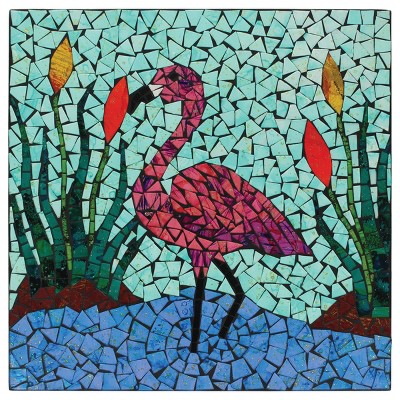 Beachcombers Flamingo Mosaic Wall Art 15.75 x 0.39 x 15.75 Inches.