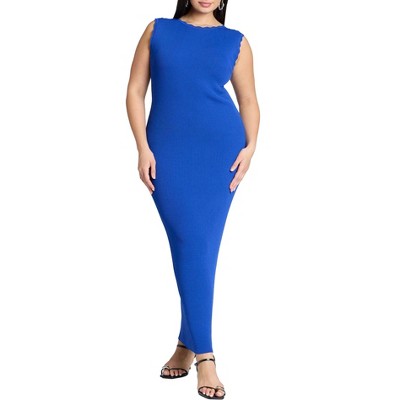 ELOQUII Women's Plus Size Stitch Detail Sweater Dress