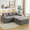 Oversize 82" Corduroy Upholstery Sectional Sofa Bed with 2 Pillows and 2 Movable Ottoman - 4 of 4