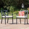 Exuma 2pk Cast Aluminum Dining Chairs - Black - Christopher Knight Home: Weather-Resistant with Cushions - 2 of 4