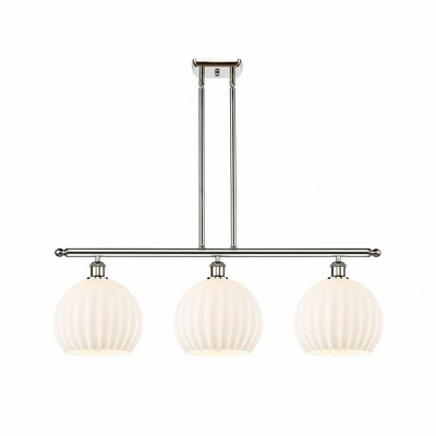 White Venetian - 3 Light Stem Hung Island In Modern Style-12.5 Inches Tall and 36.5 Inches Wide