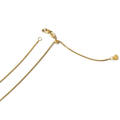 Black Bow Jewelry 1mm 14k Yellow Gold Adjustable Diamond Cut Wheat Chain Necklace