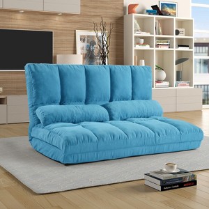 Whisen Double Chaise Lounge Sofa Floor Couch and Sofa with Two Pillows - 1 of 4