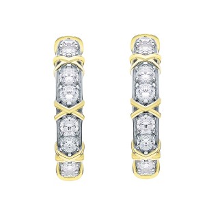 X's and O's Half Hoop Earrings for Women Two Town Gold Plated CZ Ginger Lyne Collection - 1 of 4