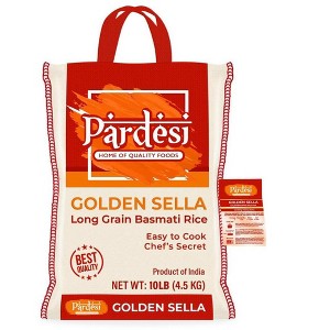 Basmati Golden Sella Parboiled Rice 10LB - Easy to Cook - Low Glycemic Index - 1 of 2