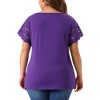 Agnes Orinda Women's Plus Size Round Neck Hollow Lace Panel Short Sleeve Casual Summer Blouses - 4 of 4