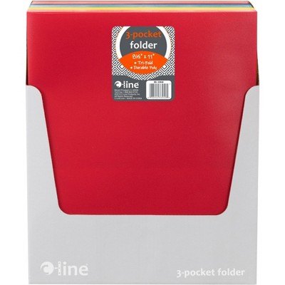 C-Line 3-Pocket Tri-Fold Poly Portfolios, Assorted Colors, Set of 25