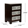 CAVINAS 15"Modern Nightstand with Wood Grain Design,Mid-century Bedside Table with 4 Iron Legs,Vintage Nightstand for Bedroom - 3 of 4