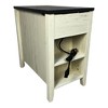 Gulches Farmhouse End Table with Charging Station - White+Black Nightstand, Barn Door & Drawer Storage, 2 AC + USB-A/C Ports - 3 of 4