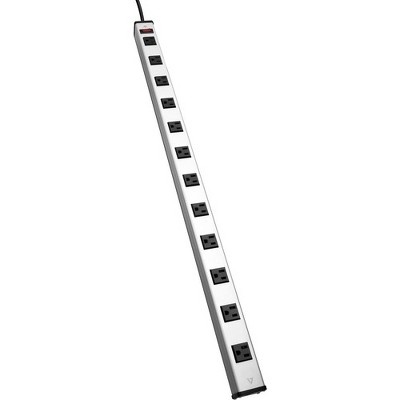 V7 12-Outlet Horizontal Industrial Metal Power Strip 125V, 15A, 15-ft Cord, 5-15R - 12 x NEMA 5-15R - 15 ft Cord - 15 A Current - 125 V Voltage