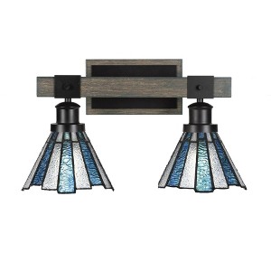 Toltec Lighting Tacoma 2 - Light Vanity in  Black/Painted Wood with 7" Sea Ice Art Glass Shade - 1 of 1