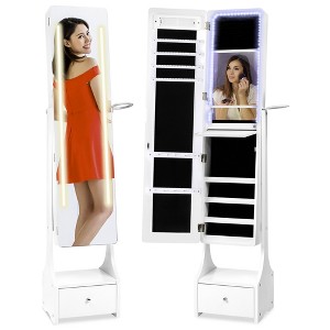 Best Choice Products Full Length LED Mirrored Jewelry Storage Organizer Cabinet w/ Interior & Exterior Lights - 1 of 4