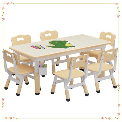 Kids Table and Chair Set - Height Adjustable for Ages 2-10, Graffiti Desktop