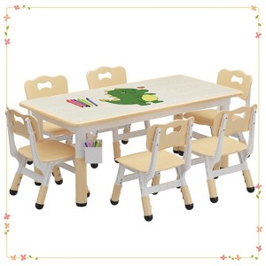 Kids Table and Chair Set - Height Adjustable for Ages 2-10, Graffiti Desktop - 1 of 4