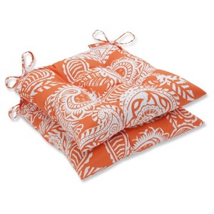 Outdoor/Indoor Addie Orange Wrought Iron Seat Cushion Set of 2 - Pillow Perfect