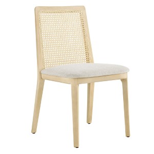 Modway Monarch Dining Chair – Antique White Wood Frame with Cane Back and Padded Seat in Ivory Weave - 1 of 4