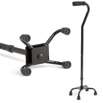 Attop Aluminum Quad Cane with Small Base – Portable Lightweight Walking Aid for Balance, Knee Injuries, Leg Surgery Recovery, Seniors & Adults