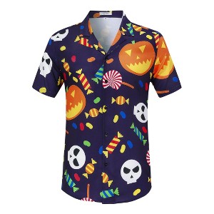Clearlove Men's Hawaiian Shirt Short Sleeves Printed Button Down Summer Beach Dress Shirts - 1 of 4