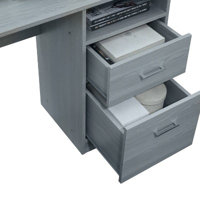 Ergonomic Gray L-Shaped Gaming Desk with Storage and Filing Cabinet