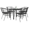vidaXL 5 Piece Patio Dining Set with Cushions Black Poly Rattan Glass - 31.5" x 31.5" x 29.1" Black and Dark Gray 4 Items - 2 of 4