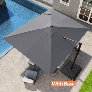 Pellebant 9x10.5FT Cantilever Umbrella Outdoor 360 Degree Rotation Offset Umbrella 6 Heights Adjustable with Base - 1 of 4