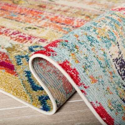 Madison Blue and Orange Hand-knotted Square Area Rug