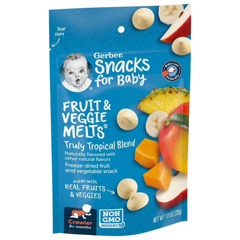 Gerber Crawler Fruit &#38; Veggie Melts Truly tropical Blend Baby Snacks - 1oz, 3 of 14