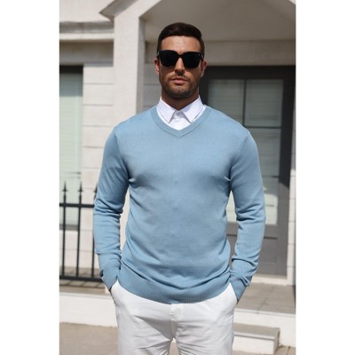COOFANDY Men's V Neck Wool Blend Knit Long Sleeve Pullover Sweater