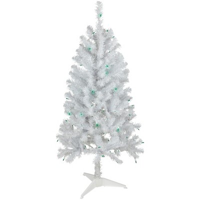 Northlight 4' Prelit Artificial Christmas Tree White Iridescent Pine -  Pink/purple Lights : Target