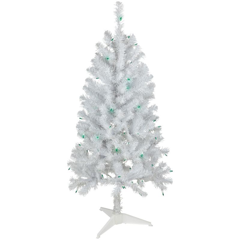 Northlight 4' Pre-Lit White Artificial Christmas Tree, Green Lights, 1 of 8