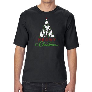 LA Pop Art Meowy Christmas Tree - Men's Tall and Long Word Art T-Shirt Black 2X Large - 1 of 3
