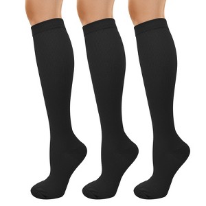 Wrapables Compression Socks for Men and Women, 15-20 mmHg Provides Support for Nurses, Sports, Running, Cycling, Travel (Set of 3) - 1 of 4