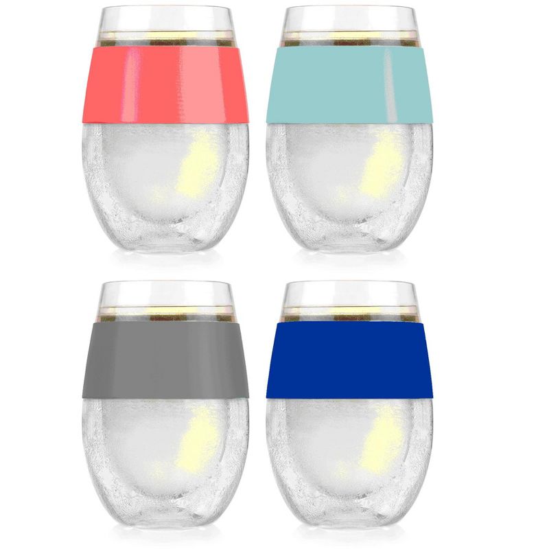 HOST Wine Freeze Set of 4 Plastic Double Wall Insulated Freezable Drink Chilling Tumbler, Wine Glasses for Red and White Wine, 8.5 oz, Assorted Colors, 4 of 14