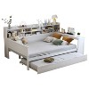 TIRAMISUBEST Wooden Twin/Full Size Daybed with Storage Shelves, Multi-functional Day Bed Frame Sofa Bed with Twin Size Trundle Bed and Study Desk - 4 of 4