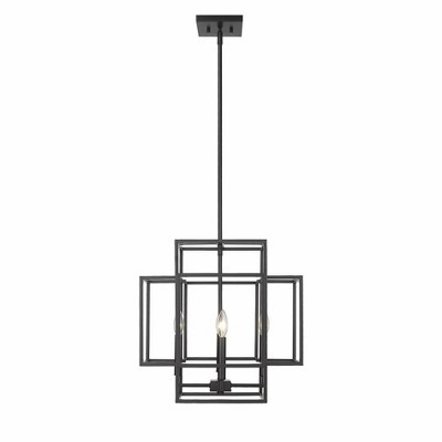 Titania Matte Black Geometric Steel 4-Light Pendant
