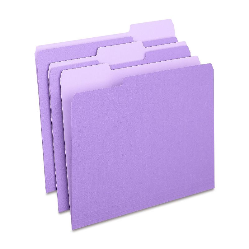 MyOfficeInnovations Colored Top-Tab File Folders 3 Tab Purple Letter Size 24/Pack MYO659790, 1 of 9