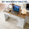47" Farmhouse Executive Desk, Rustic Home Office Desk with Drawers and Storage Cabinet - 3 of 4
