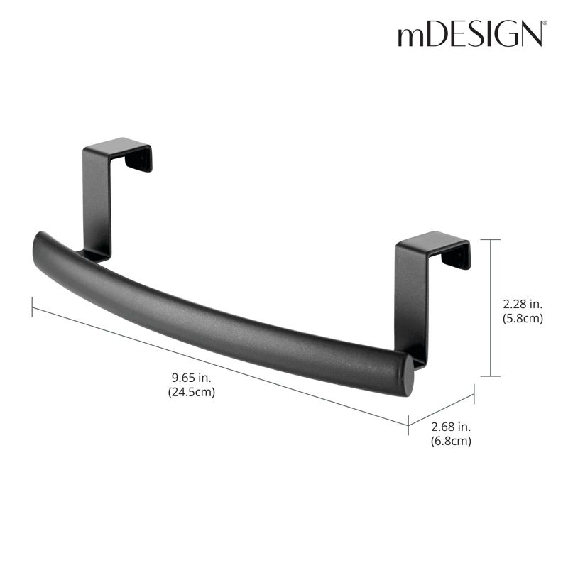 mDesign Steel Over Door Curved Towel Bar Storage Hanger Rack - 2 Pack, Black, 4 of 9