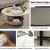 Artloge Round Coffee Side Table with Sintered Stone-Top Microfiber Saddle Leather Shelf - 3 of 4