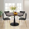 Harold+Flavia 5-Piece Walnut Foil  Round Top Pedestal Dining Table Set with 4 Upholstered Chairs -Maison Boucle - 2 of 4